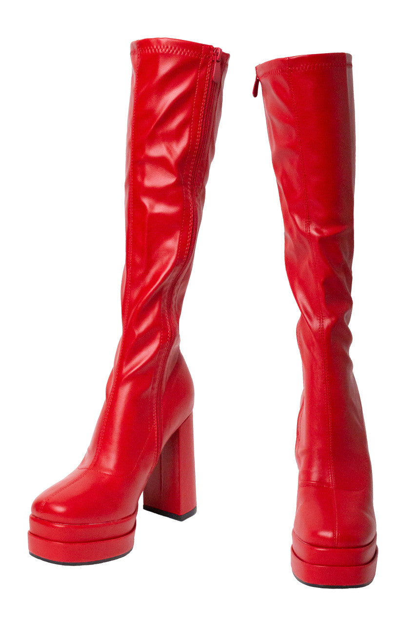 Red Chunky GoGo Boots