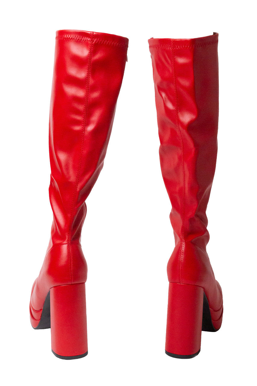Red Chunky GoGo Boots
