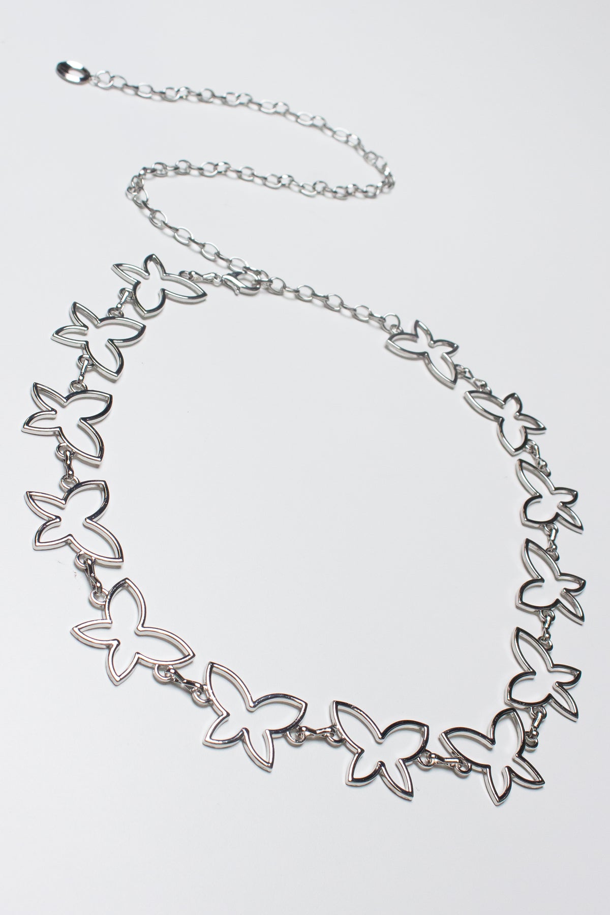 Metallic Chain Belt - Silver/Butterfly