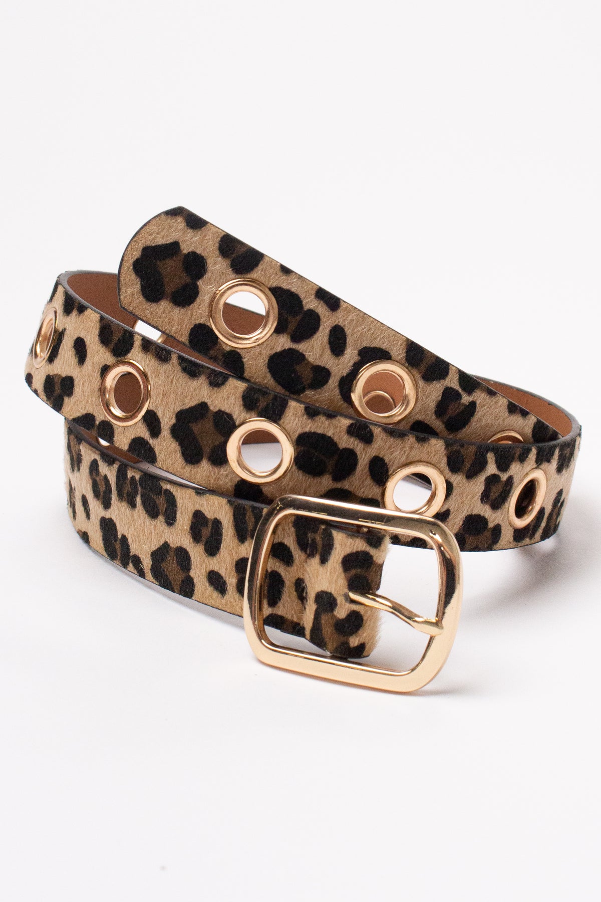 Leopard Print Grommet Belt