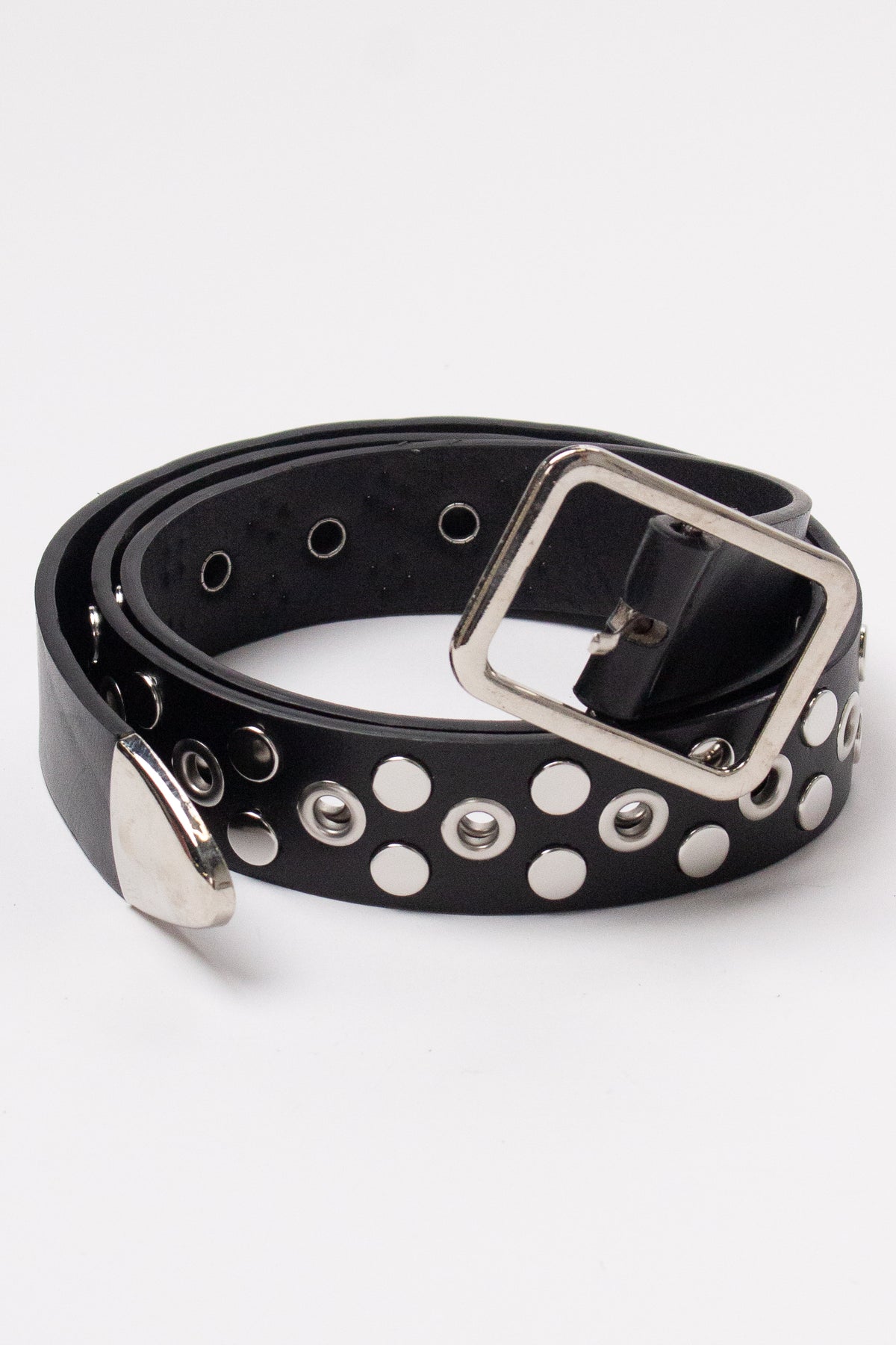 Nailhead Studded Grommet Belt - Black