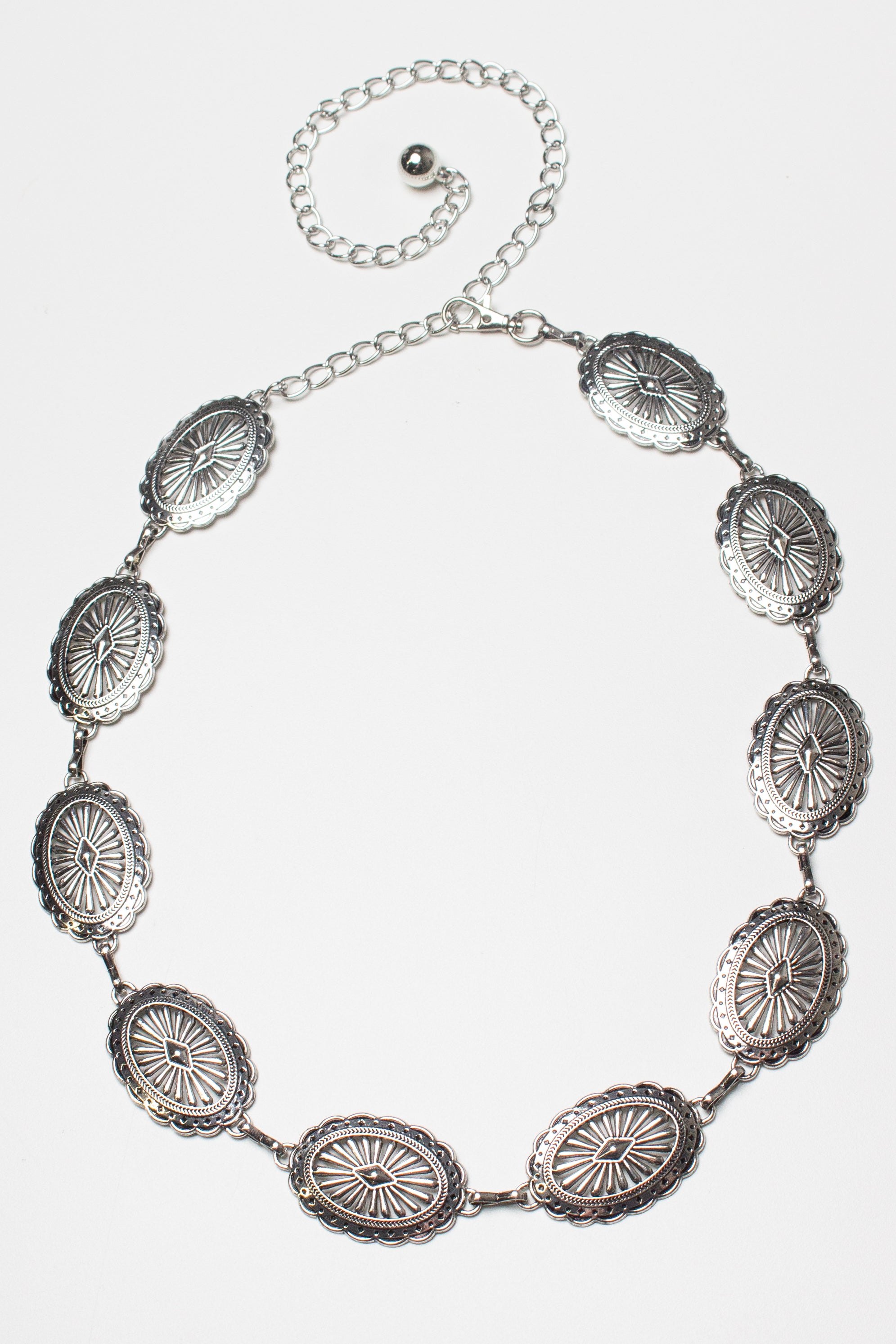 Silver Western Medallion Chain Belt