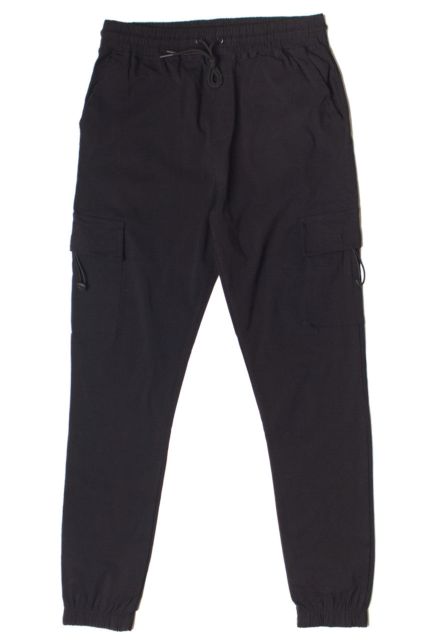 Black Twill Cargo Joggers