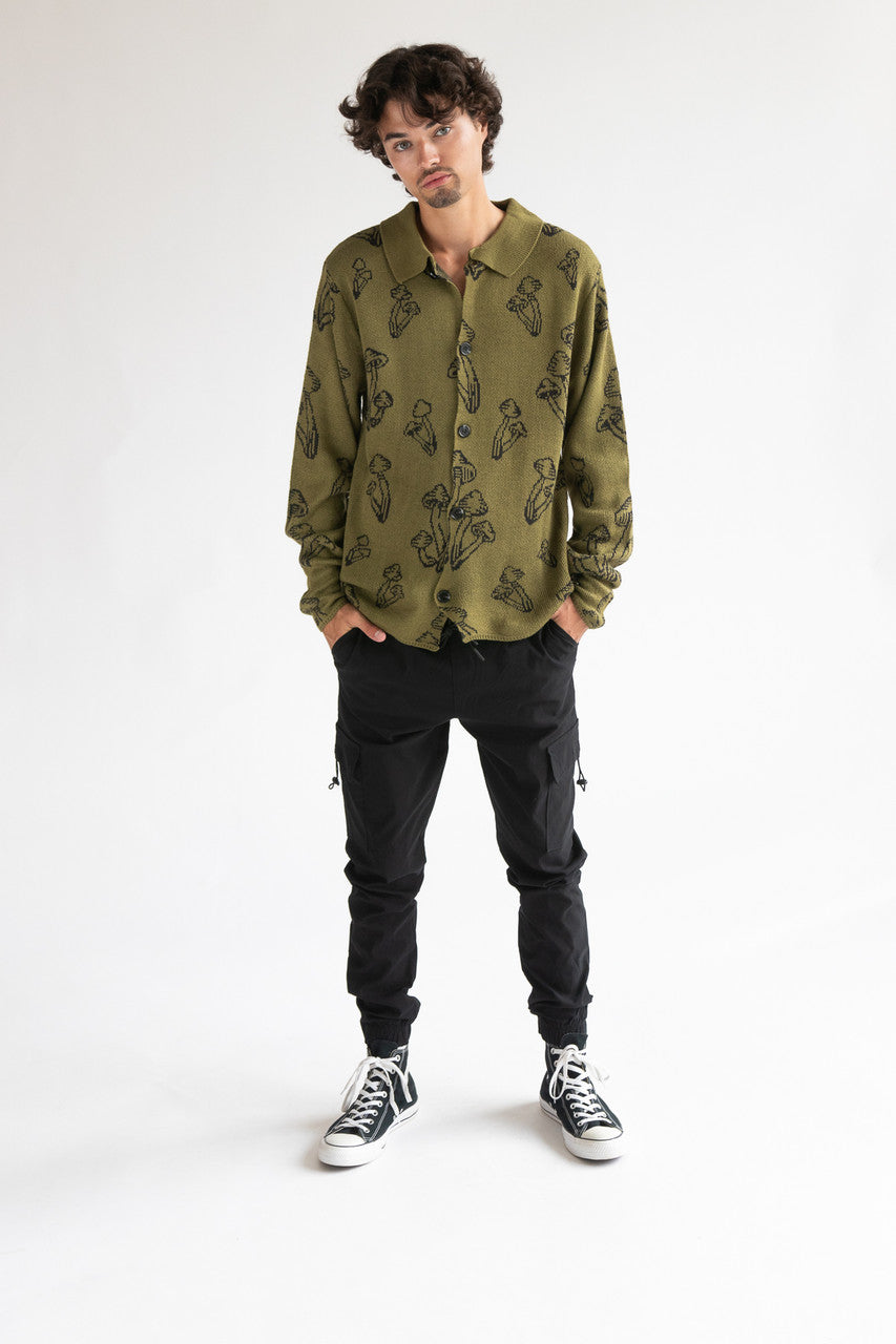 Black Twill Cargo Joggers
