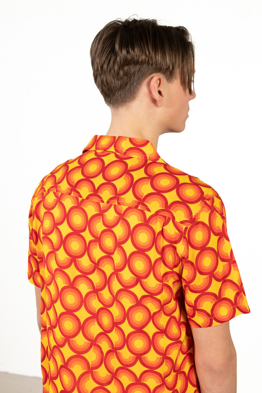 Orange Mod Circle Button Up
