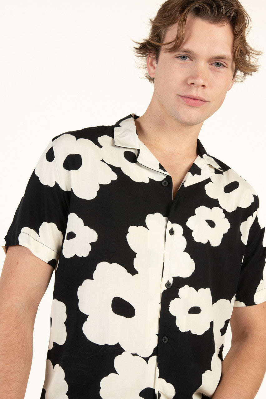 Black & White Poppy Button Up Shirt