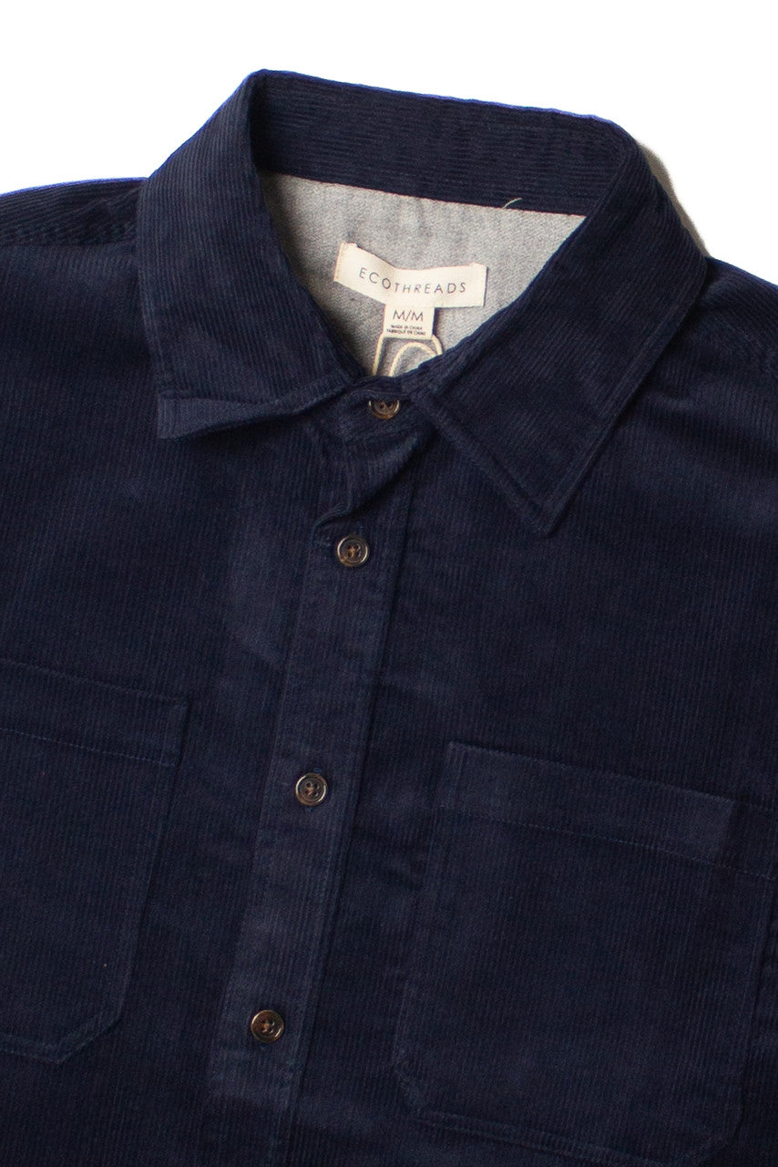 Navy Corduroy Button Down Shirt