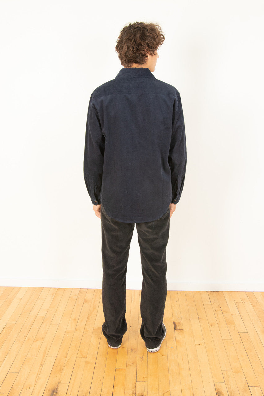 Navy Corduroy Button Down Shirt