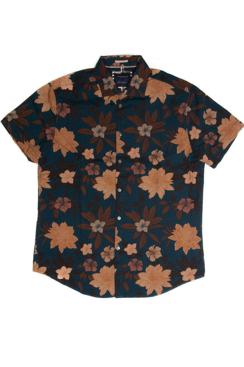 Dark Teal Floral Woven Shirt