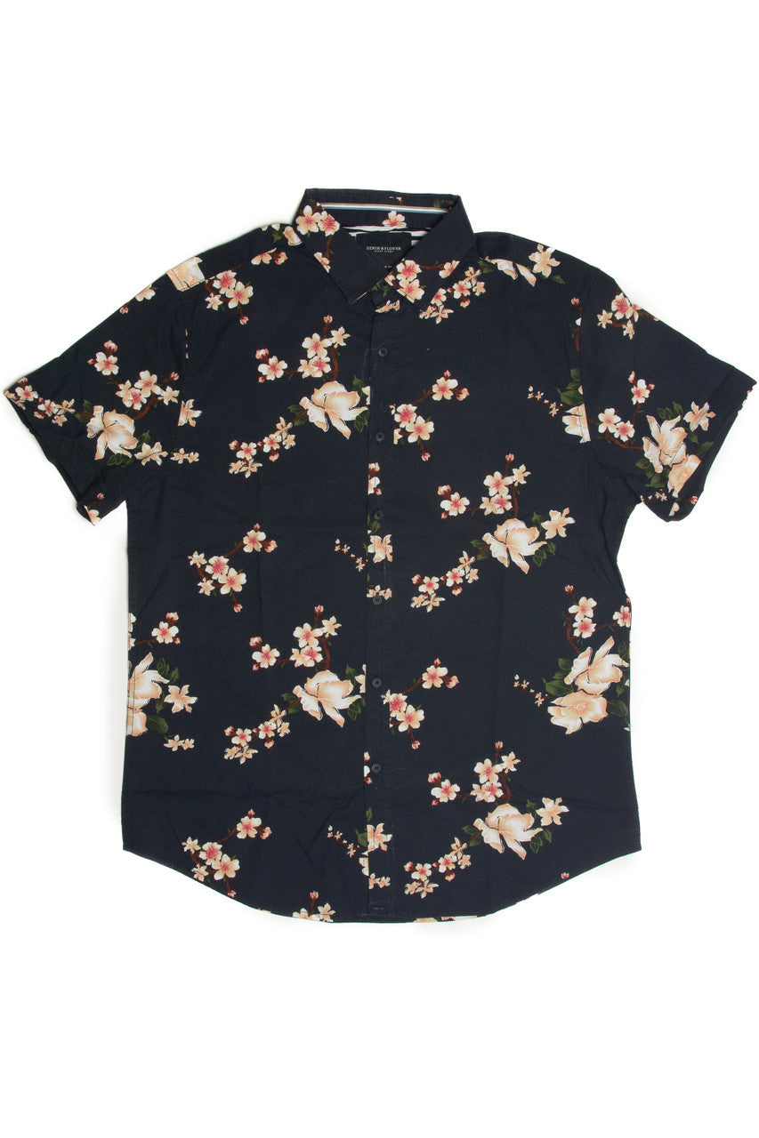 Black Floral Woven Shirt