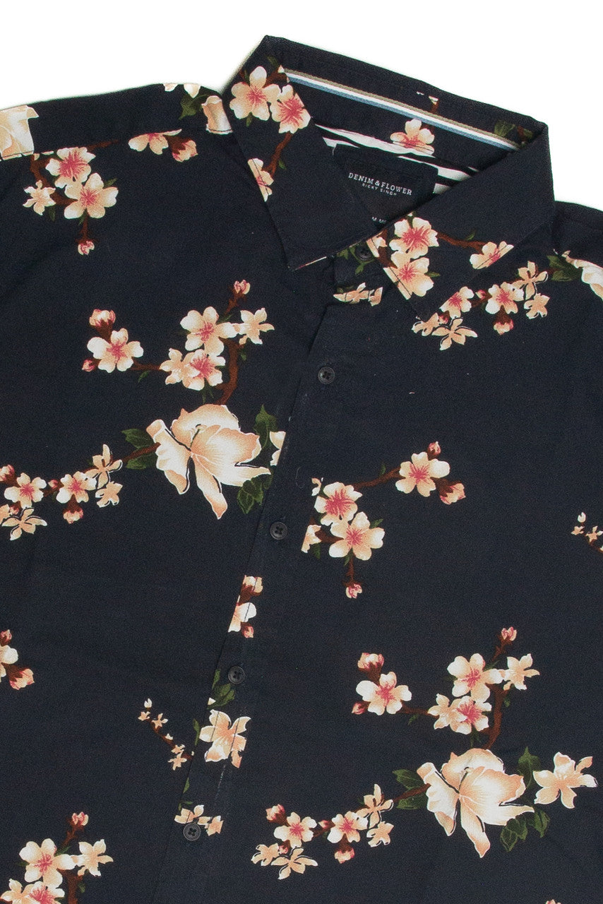 Black Floral Woven Shirt