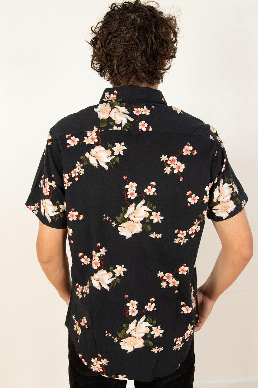 Black Floral Woven Shirt