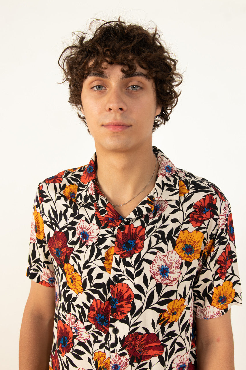 Ivory Floral Woven Shirt