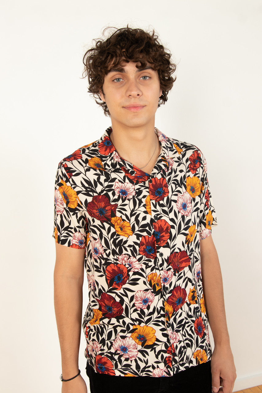 Ivory Floral Woven Shirt