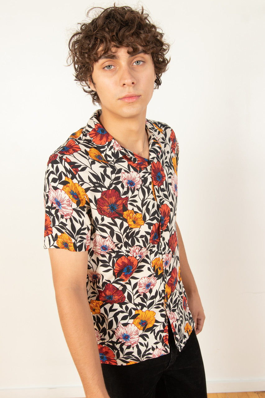 Ivory Floral Woven Shirt
