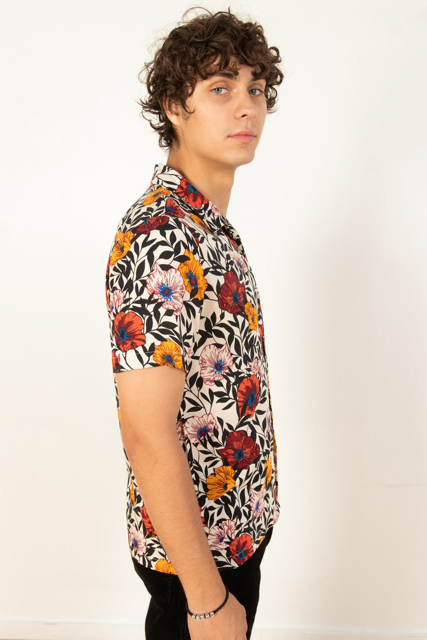 Ivory Floral Woven Shirt