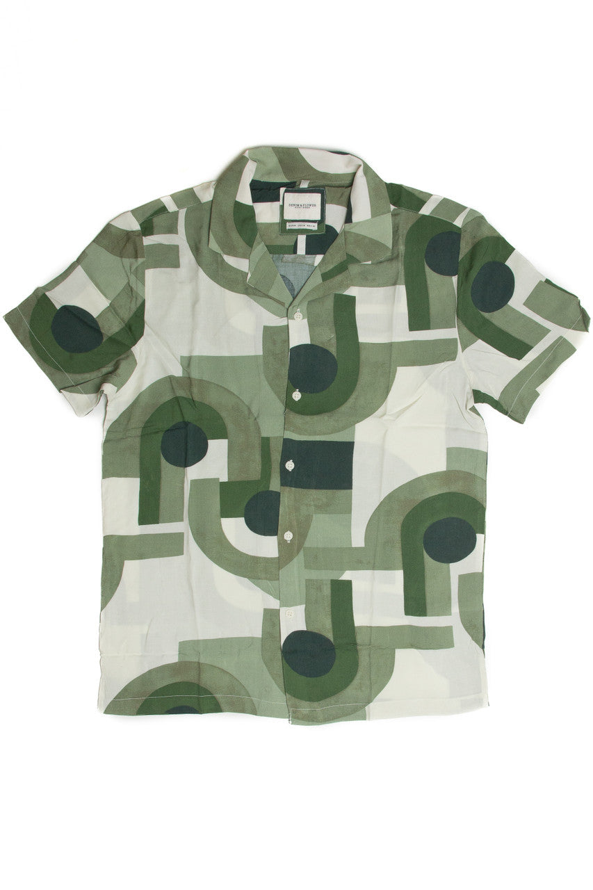 Green Geometric Woven Shirt