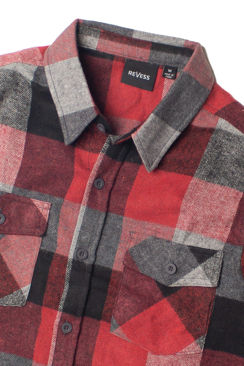 Burgundy & Charcoal Flannel Shirt