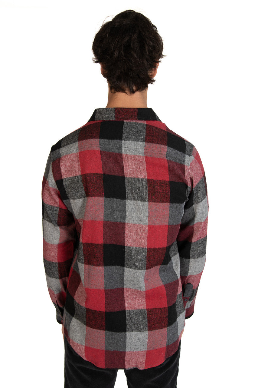 Burgundy & Charcoal Flannel Shirt