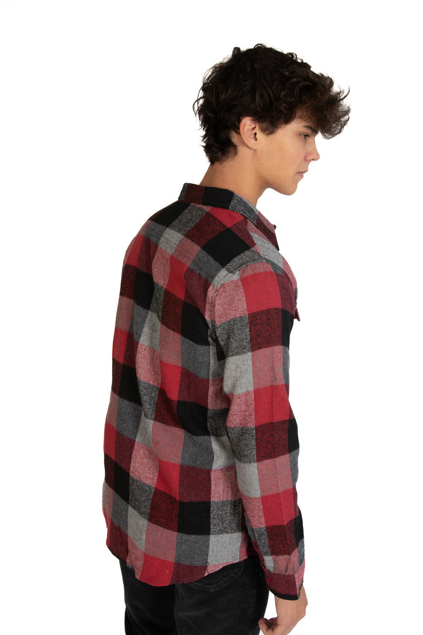Burgundy & Charcoal Flannel Shirt