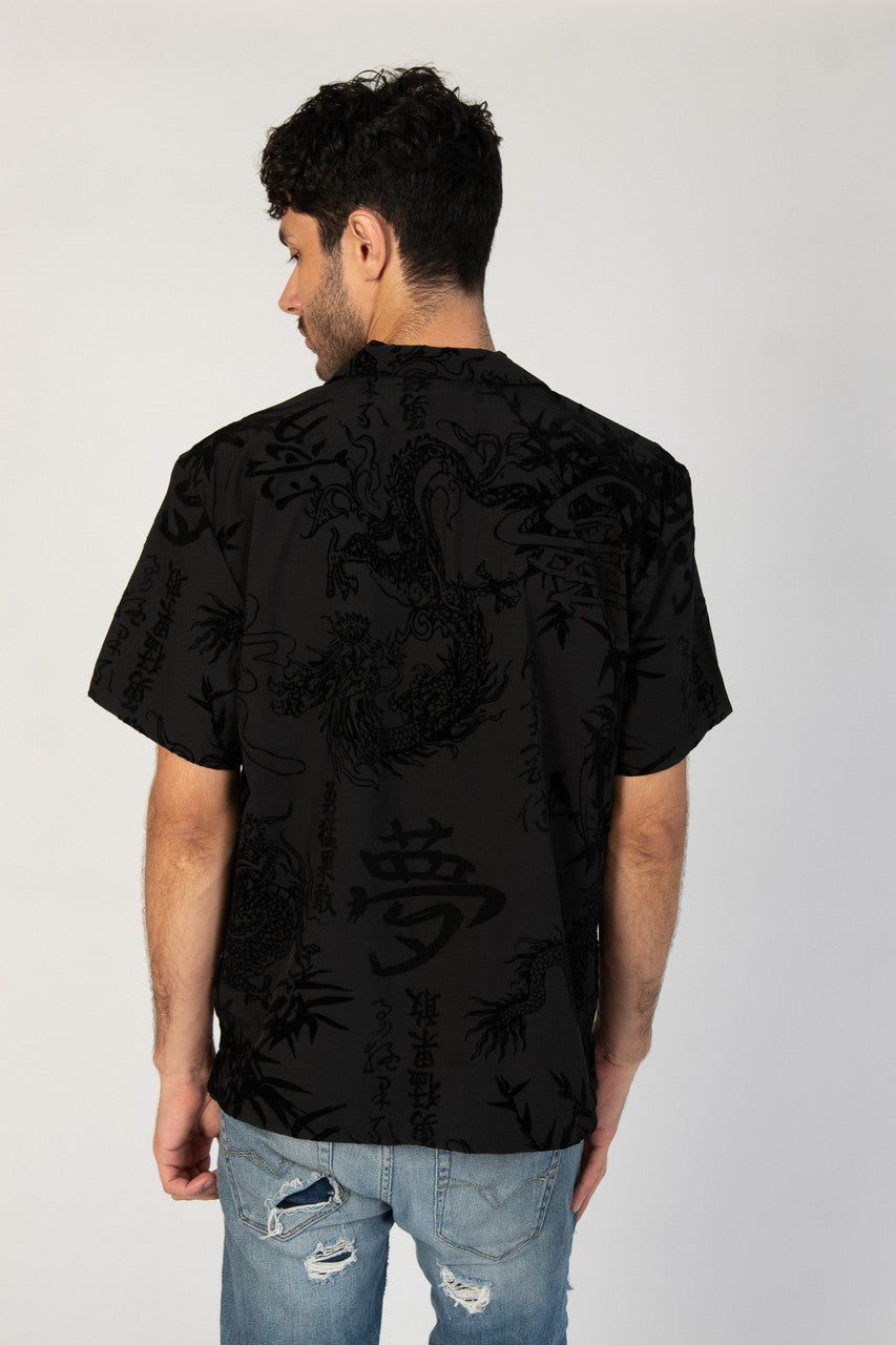 Black Y2K Dragon Shirt
