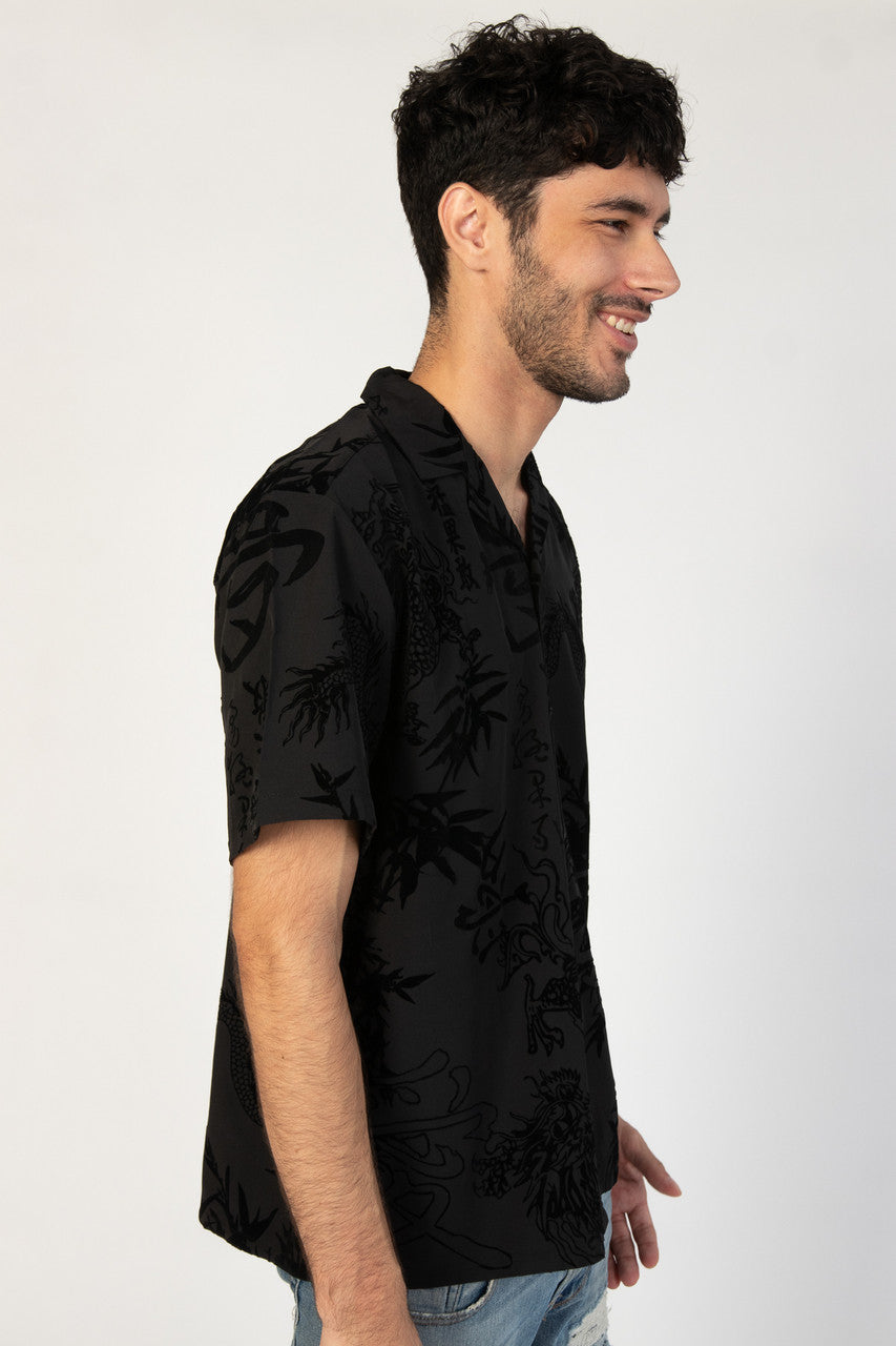 Black Y2K Dragon Shirt