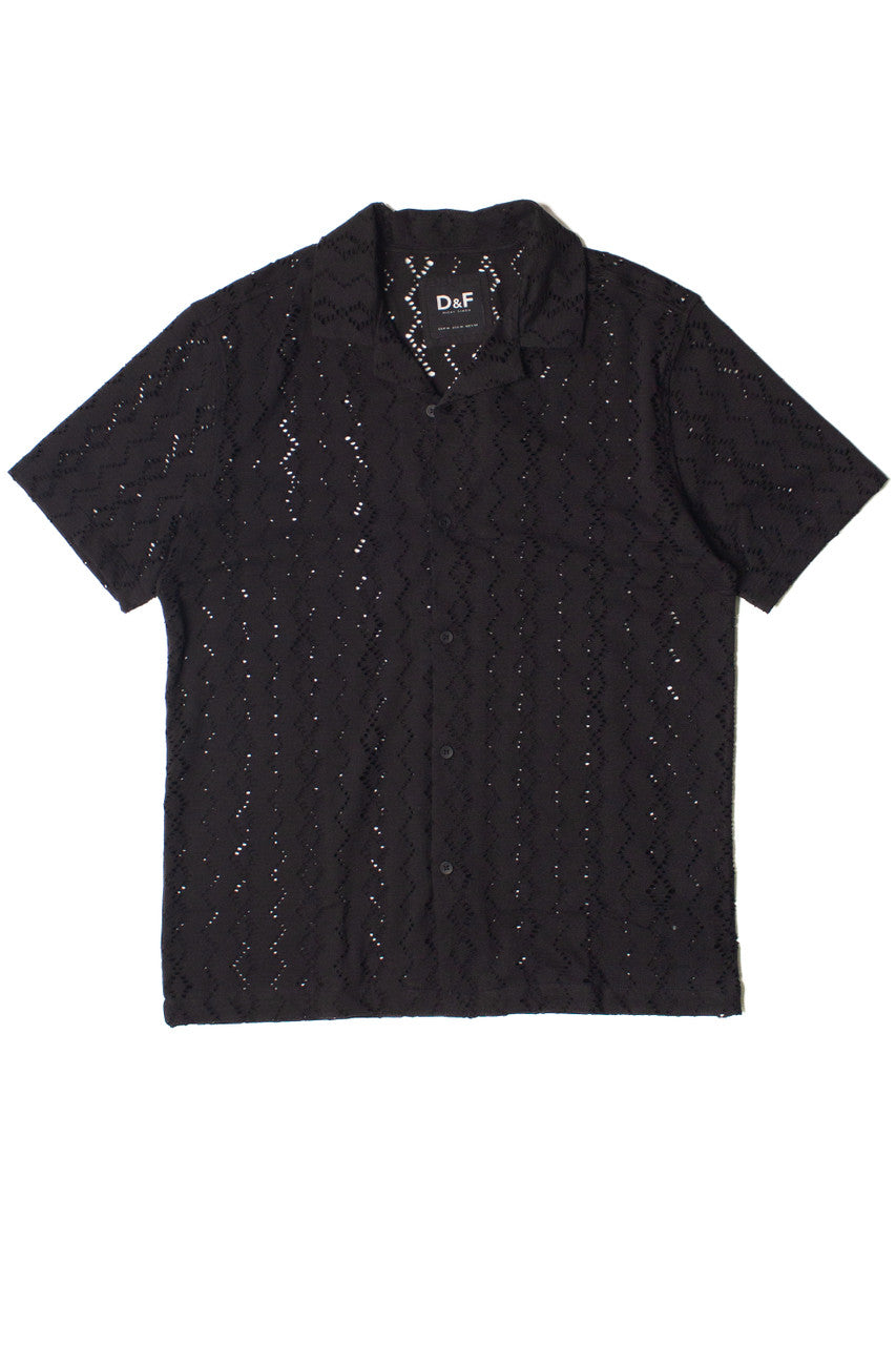 Laser Cut Diamond Pattern Button Up Shirt