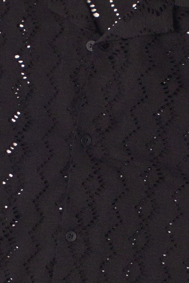 Laser Cut Diamond Pattern Button Up Shirt
