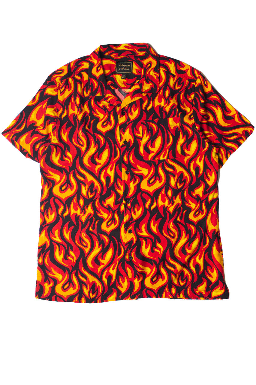 Y2K Full Flames Button Up Shirt