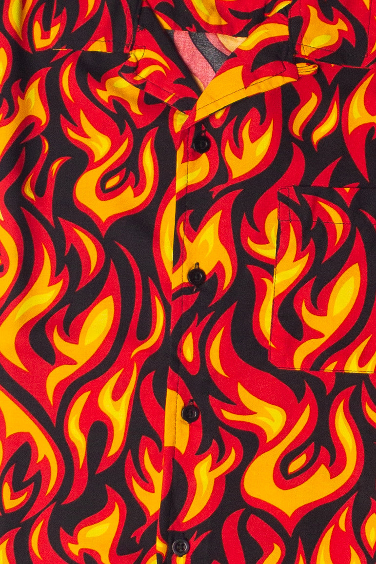 Y2K Full Flames Button Up Shirt