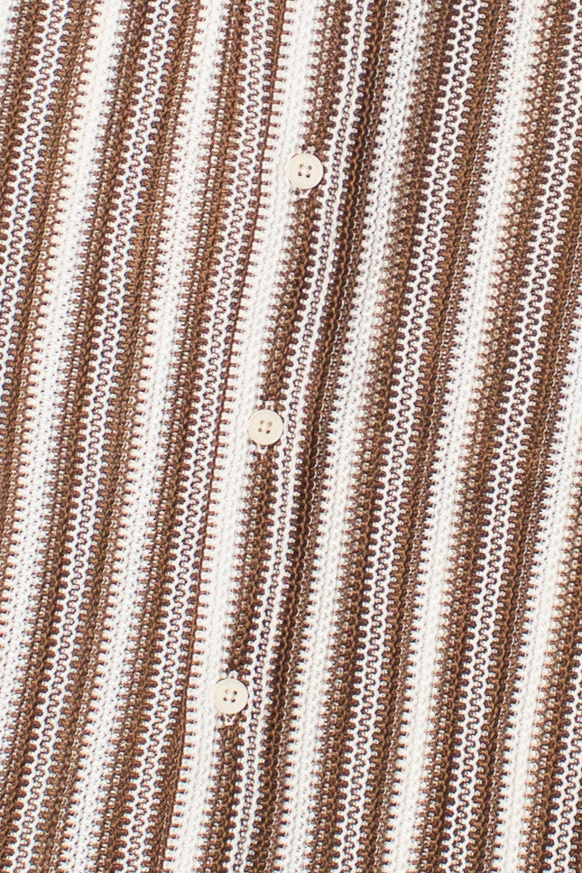 Brown Cabana Knit Button Up Shirt