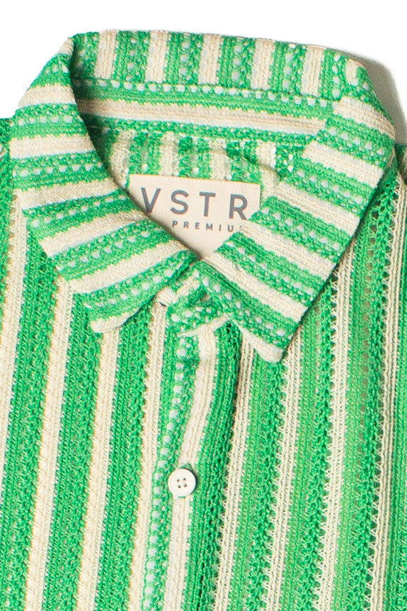 Green Cabana Knit Button Up Shirt