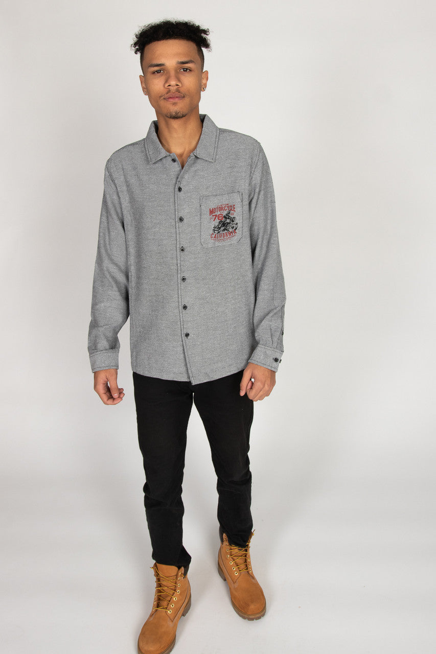 Long Sleeve Motorcycle Button Up Shirt