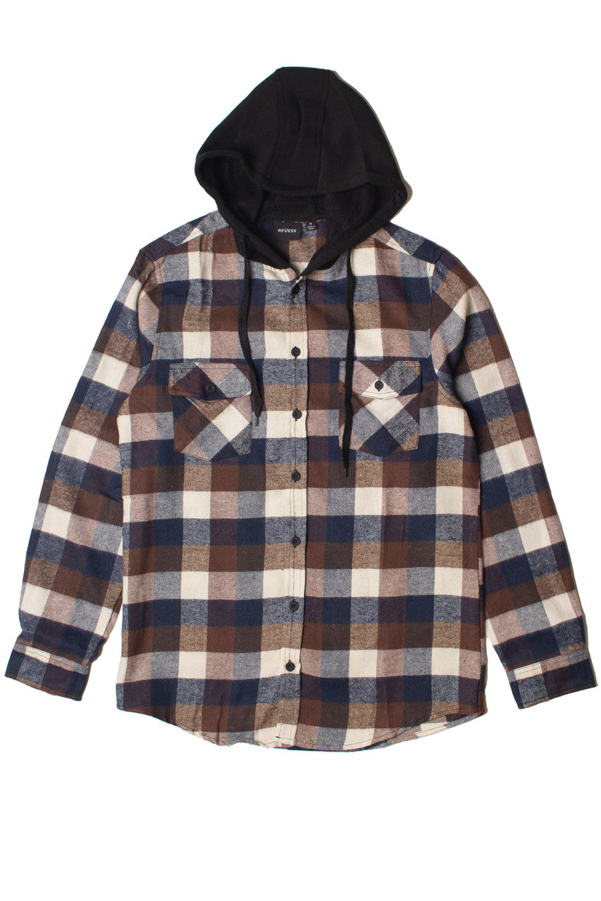 Brown & Blue Hooded Flannel Shirt