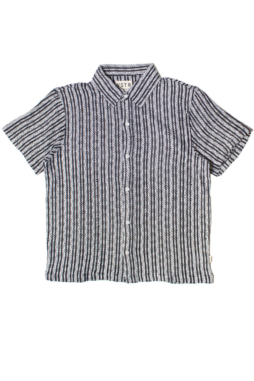 Mini Zigzag Stripe Knit Button Up Shirt