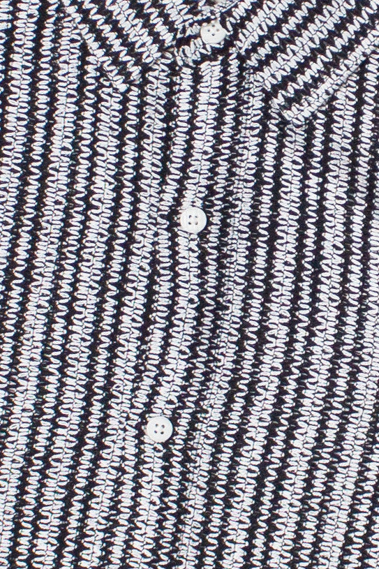 Mini Zigzag Stripe Knit Button Up Shirt