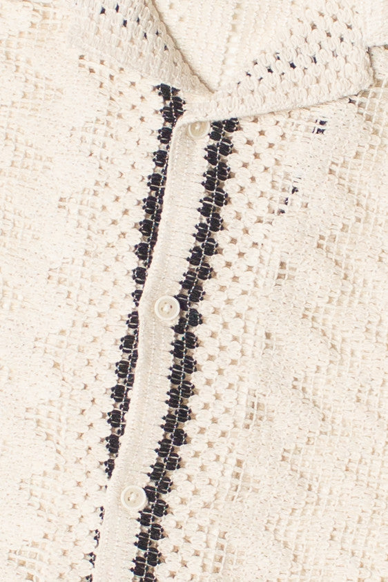 Stripe Cabana Crochet Button Up Shirt
