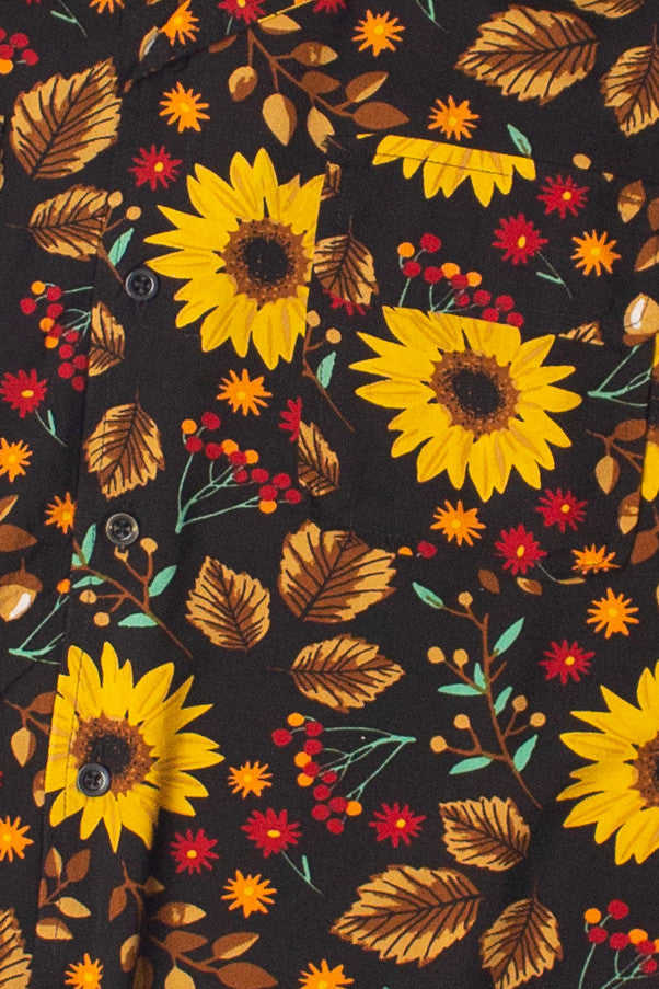 Sunflower Harvest Crop Fit Button Up Shirt
