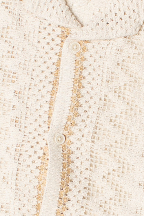 Stripe Cabana Crochet Button Up Shirt