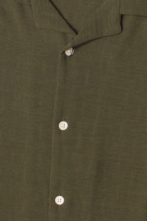 Olive Textured Woven Button Up Shirt