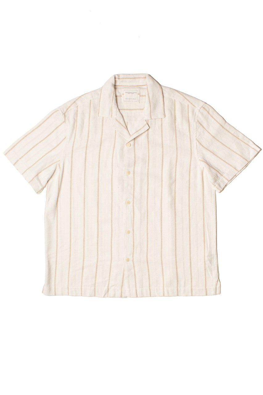 Cream Striped Woven Button Up Shirt
