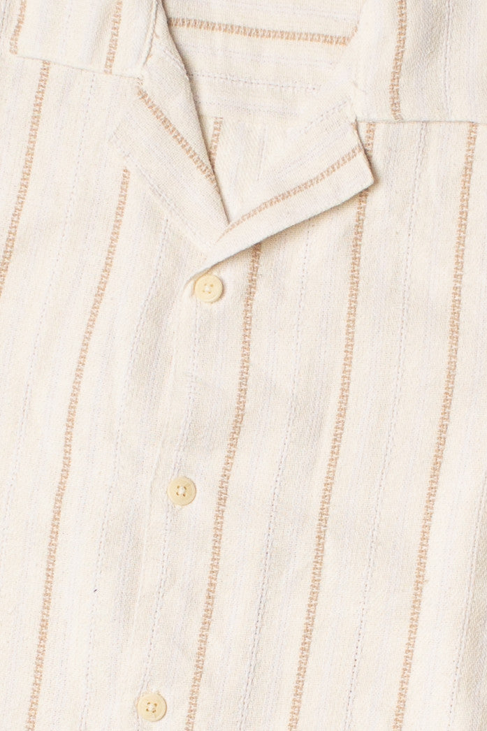 Cream Striped Woven Button Up Shirt