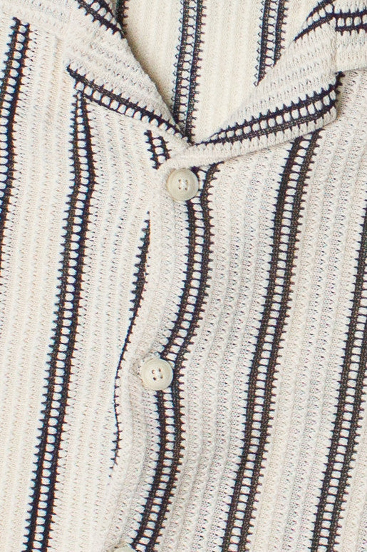 Double Stripe Crochet Button Up Shirt