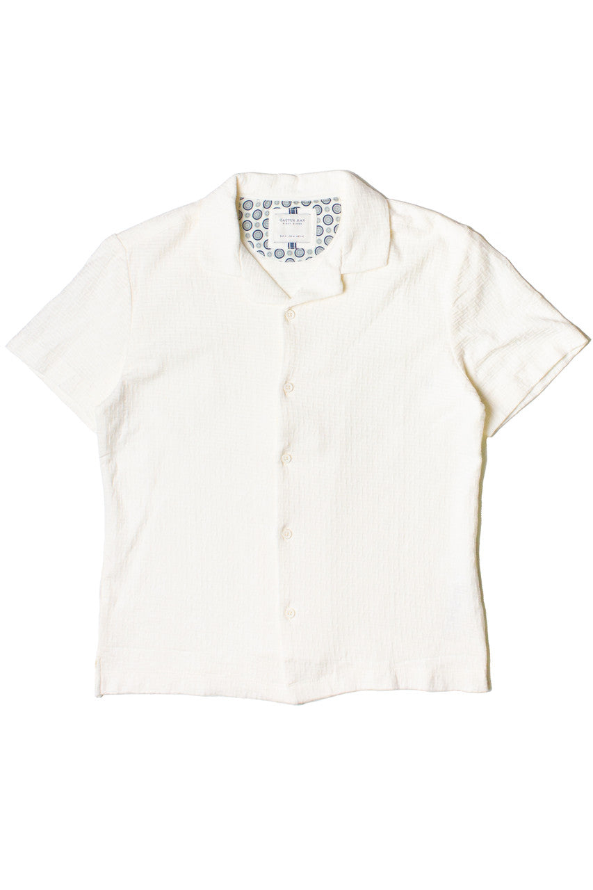 Textured Basket Weave Knit Button Up Shirt