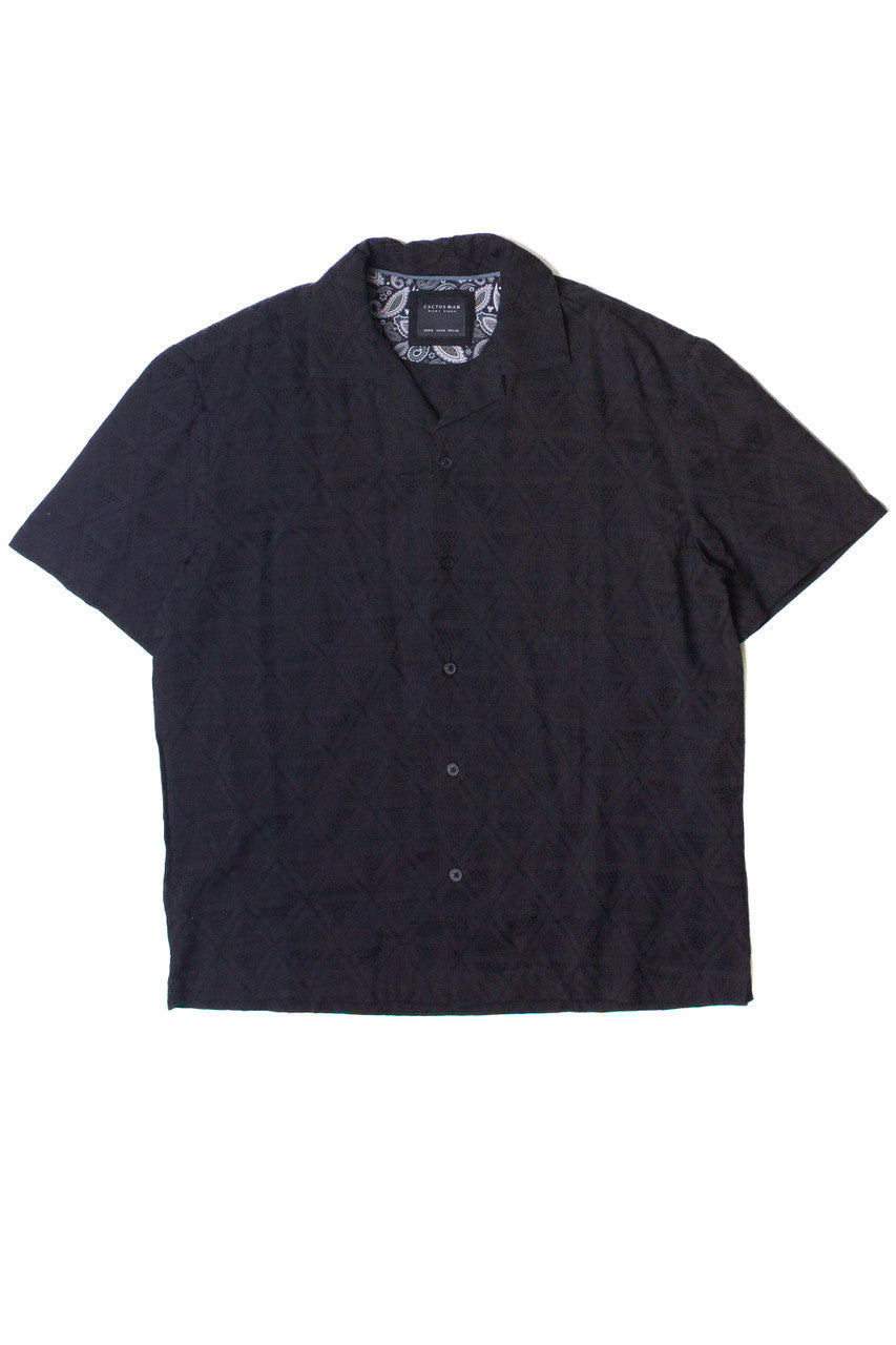 Textured Diamond Embroidery Button Up Shirt