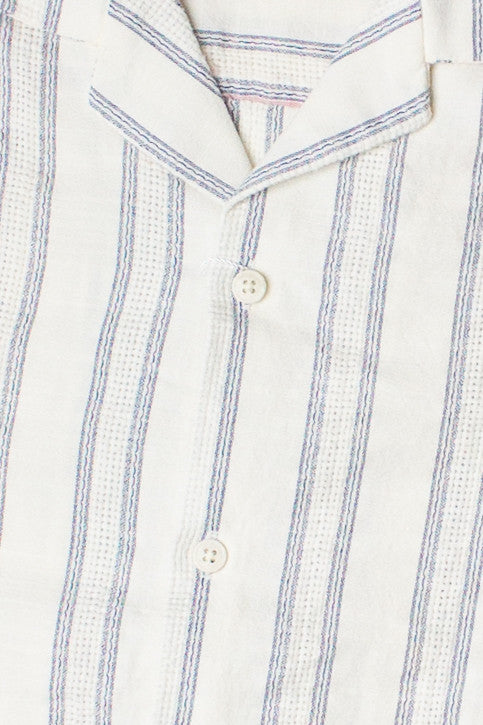 Beachy Textured Stripe Button Up Shirt