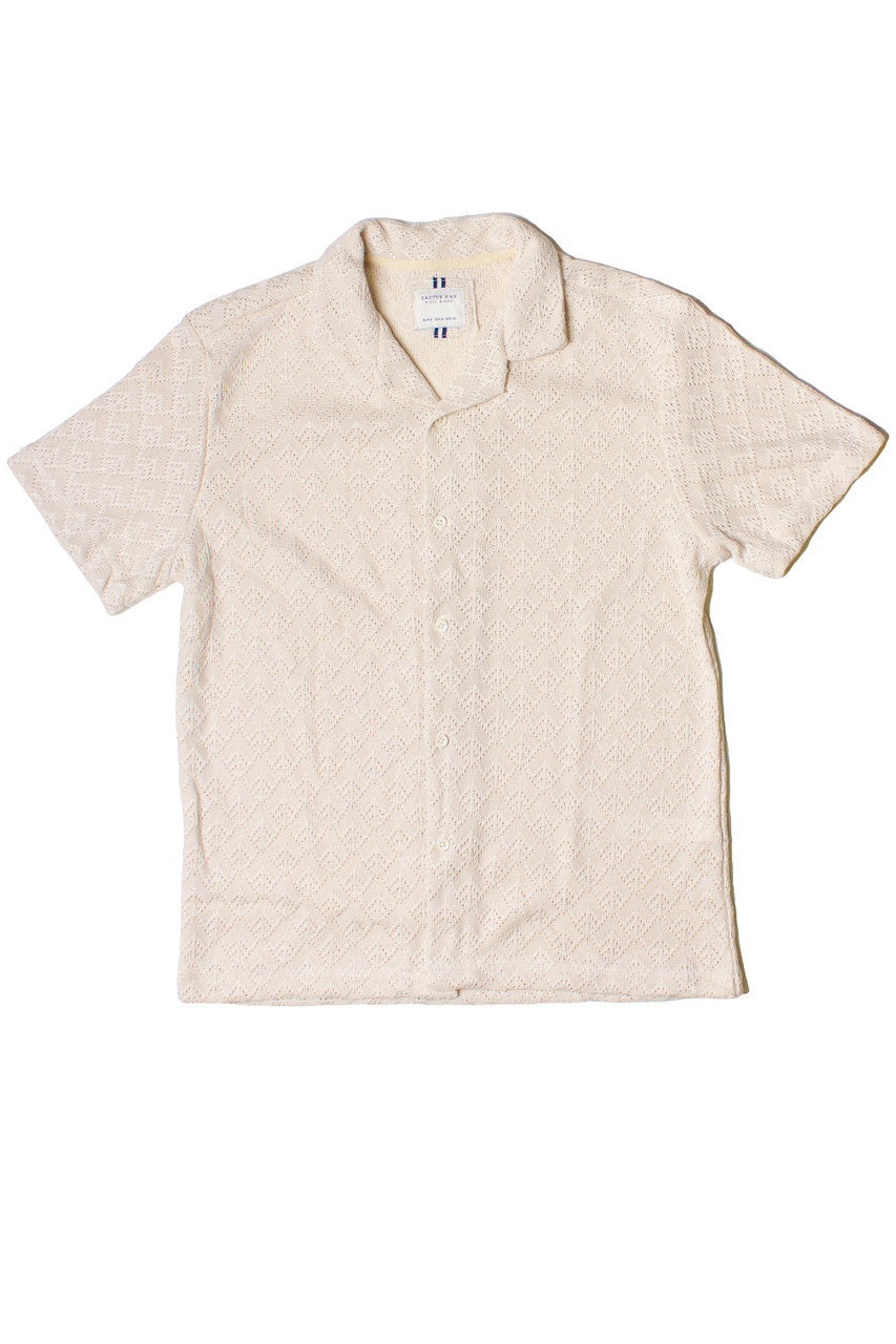 Textured Diamond Crochet Button Up Shirt