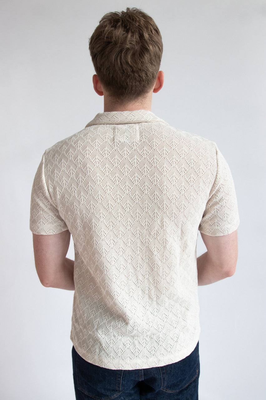 Textured Diamond Crochet Button Up Shirt