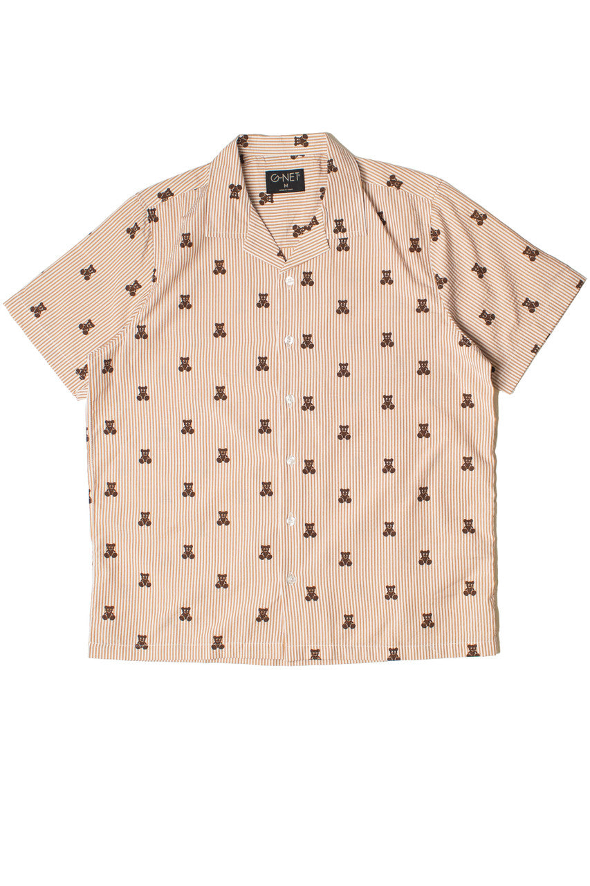 Striped Teddy Bear Button Up Shirt