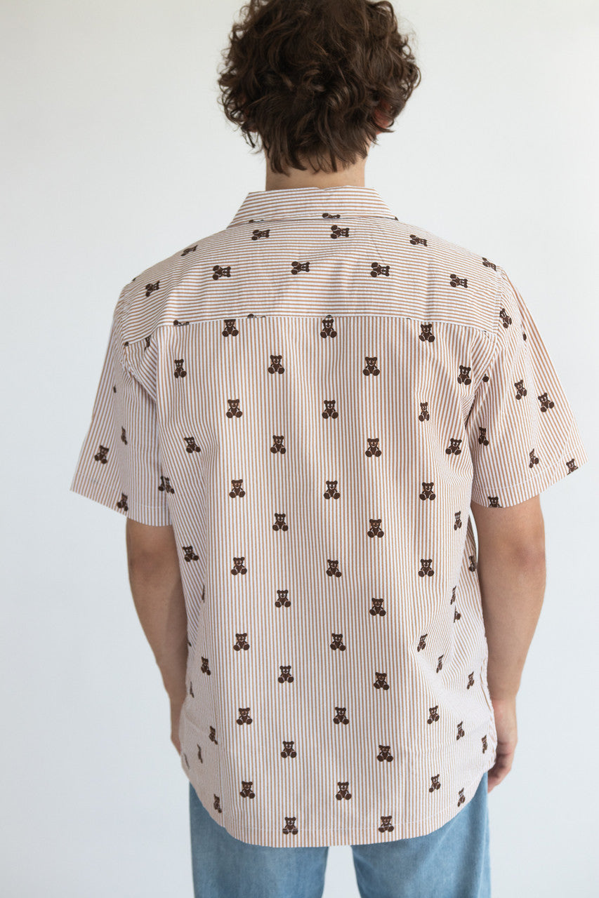 Striped Teddy Bear Button Up Shirt